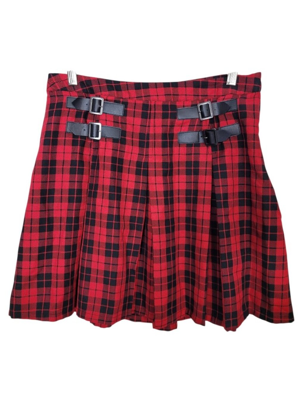 Hot Topic Y2K Plaid Pleated Mini Skirt Punk Gothic Grunge Academia Buckles Lg
